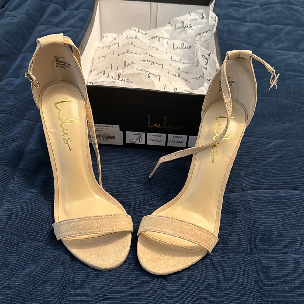 Lulu's Cream Ankle Strap Heels